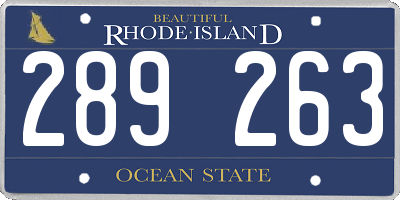 RI license plate 289263