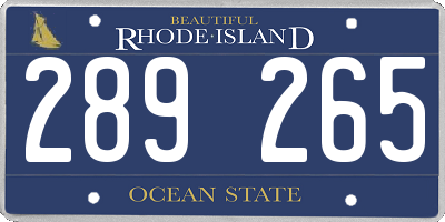 RI license plate 289265