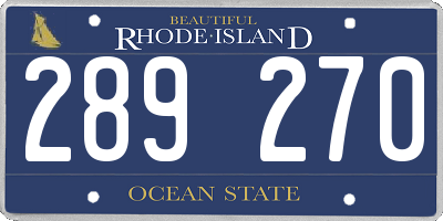 RI license plate 289270