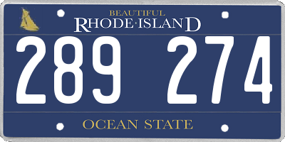 RI license plate 289274