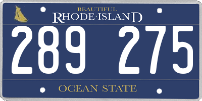 RI license plate 289275