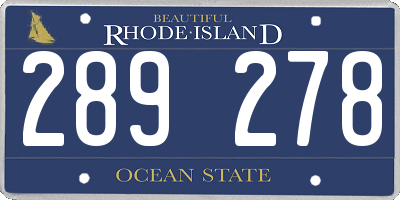 RI license plate 289278
