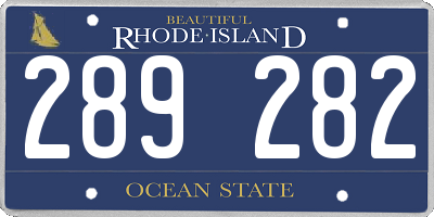 RI license plate 289282
