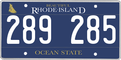 RI license plate 289285