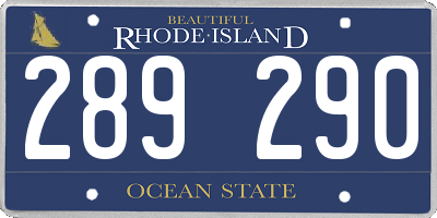 RI license plate 289290