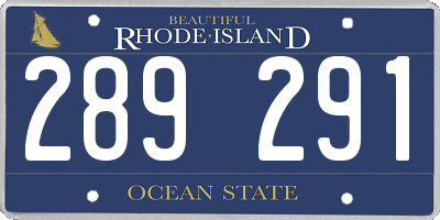 RI license plate 289291