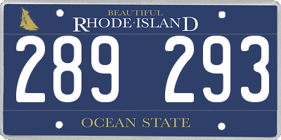 RI license plate 289293