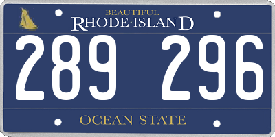 RI license plate 289296