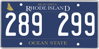 RI license plate 289299