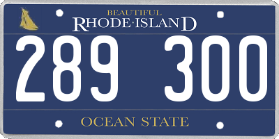 RI license plate 289300