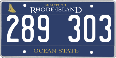 RI license plate 289303