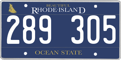 RI license plate 289305