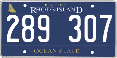 RI license plate 289307