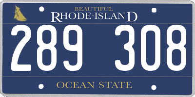 RI license plate 289308