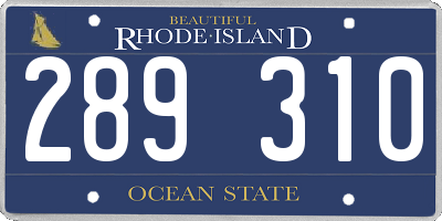 RI license plate 289310