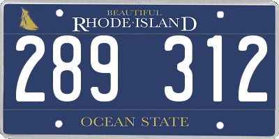 RI license plate 289312