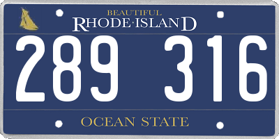 RI license plate 289316