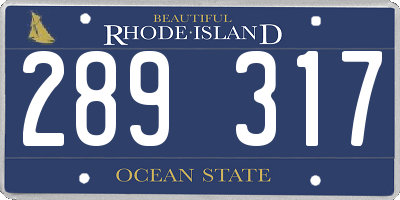 RI license plate 289317