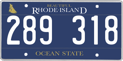 RI license plate 289318