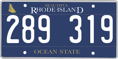 RI license plate 289319