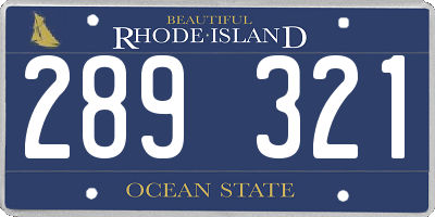 RI license plate 289321