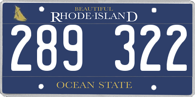 RI license plate 289322
