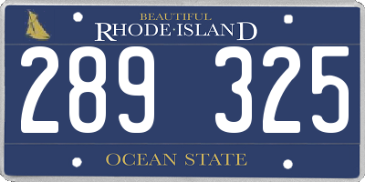 RI license plate 289325
