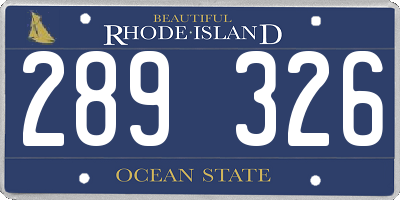 RI license plate 289326