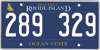 RI license plate 289329