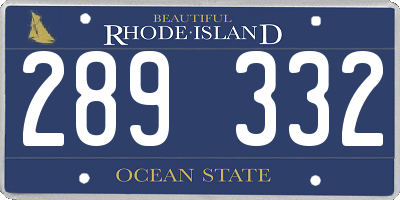 RI license plate 289332
