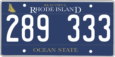 RI license plate 289333