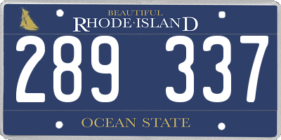 RI license plate 289337