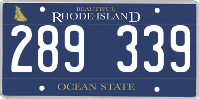 RI license plate 289339
