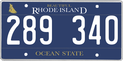 RI license plate 289340