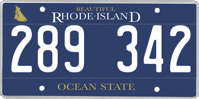RI license plate 289342