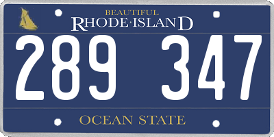 RI license plate 289347