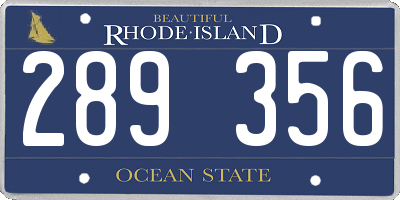 RI license plate 289356