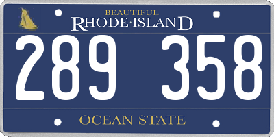 RI license plate 289358