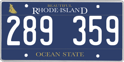 RI license plate 289359