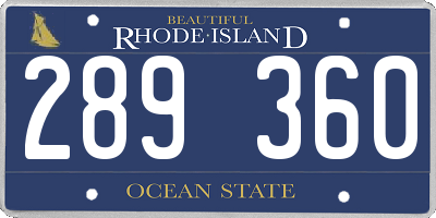 RI license plate 289360