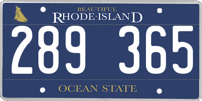 RI license plate 289365