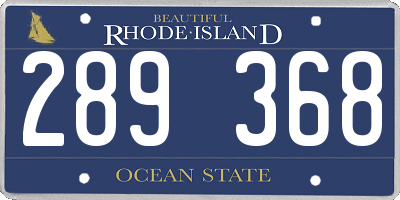 RI license plate 289368