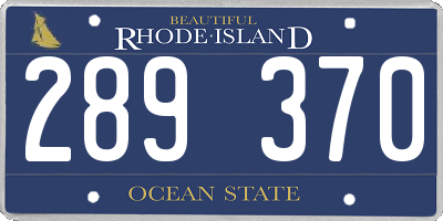 RI license plate 289370