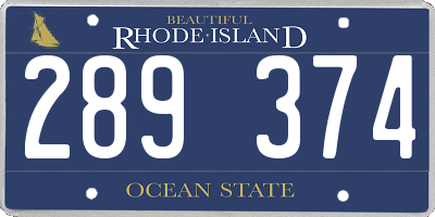 RI license plate 289374