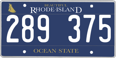 RI license plate 289375