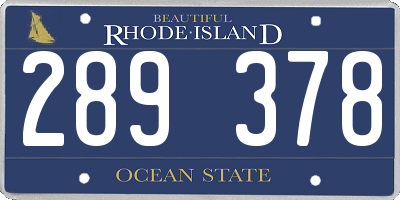 RI license plate 289378