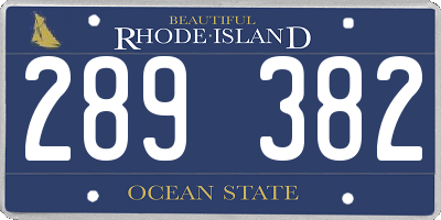 RI license plate 289382