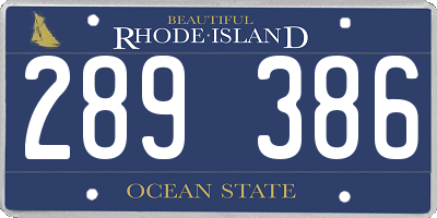 RI license plate 289386