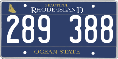 RI license plate 289388