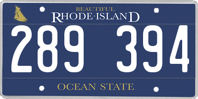 RI license plate 289394